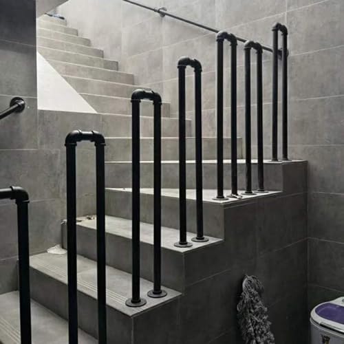 Schmiedeeiserne Treppenhandläufe for den Innen- und Außenbereich, Geländer-Handläufe for Treppen, U-förmiges Stufenhandlauf-Set for Villa, Hotel, Garten, rutschfest (Size : 4, Color : 55cm(1.8ft))