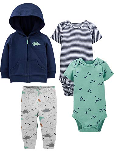 Simple Joys by Carter's 4-Piece Jacket, Bodysuit infant-and-toddler-pants-clothing-sets, Navy Dino, 0-3 Months