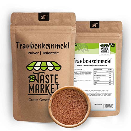 Traubenkernmehl GRÖSSENAUSWAHL | Traubenkern Pulver | fein gemahlen | teilentölt | Rohkost | glutenfrei (5 kg)