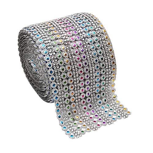 Strassbordüre zum Aufnähen, Asudaro 16 Reihen Strass Band Diamant Bandrolle Strasssteine Mesh Wrap Roll Deko Strassband Sparkle Kristall Dekoration für Hochzeitstorten Party DIY Kunst,10 Yards 9M