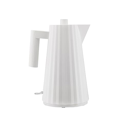 Alessi Plissè MDL06 W/UK - Design Elektrischer Wasserkocher aus Thermoplastischem Harz, Englischer Stecker, 170 cl, Weiß
