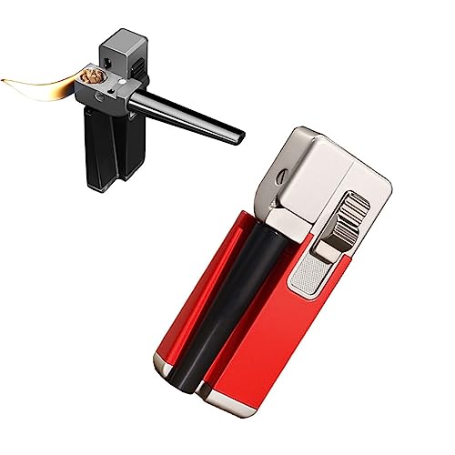 Klappbares Rauchrohrfeuerzeug aus Metall, Butan-Schrägfeuerzeug, verstellbares Feuerzeug mit offener Flamme, multifunktionales faltbares Rauchrohrfeuerzeug (Farbe : Q3)