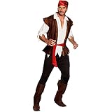 Boland 83532 - Erwachsenenkostüm Pirat mit Hose,Shirt,Weste,Stiefelstulpen und Gürtel, Größe 50 / 52
