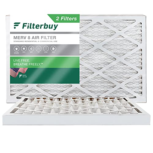 Filterbuy 16 x 25 x 2 Luftfilter MERV 8 Staubschutz (2er-Pack), plissierter HVAC AC Ofen Luftfilter Ersatz (tatsächliche Größe: 39,5 x 62,5 x 4,5 cm)