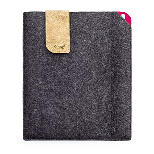 Stilbag Filztasche für Huawei MediaPad M5 8 | Etui Case aus Merino Wollfilz und Kork mit Stylus Fach | Modell KUNO in anthrazit - pink | Tablet Schutz-Tasche Made in Germany