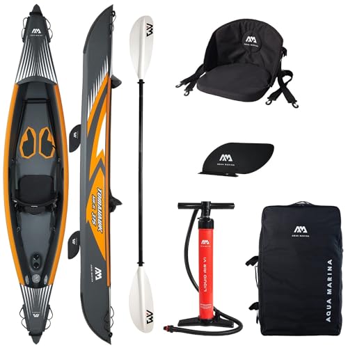 Campsup Aqua Marina kajak aufblasbar | Inflatable 1 Personen Kayak Tomahawk K-375 + KP-1 | 375x72x25,5 cm | Technologie: Drop Stitch