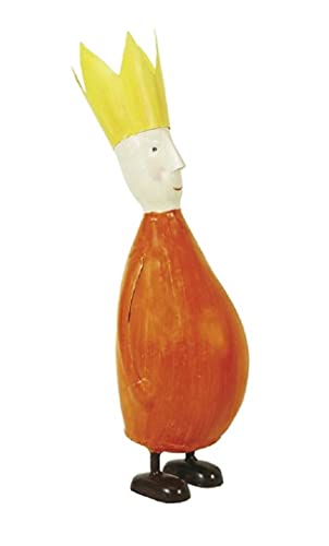dekorative stimmungsvolle Dekofigur König zum Stellen mit großer Krone aus Metall ausgefallen in verschiedenen Größen und Farben (orange, mittel)