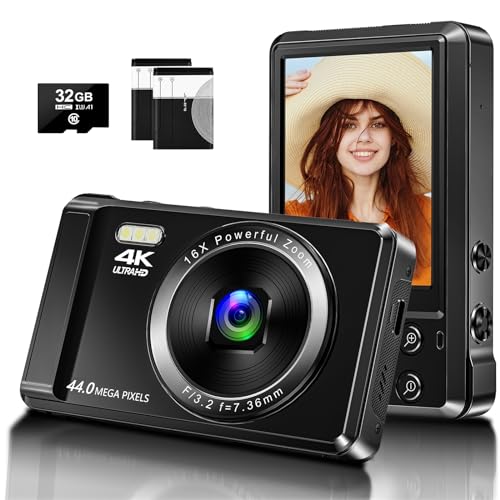 PASUIDU 4K UHD Vlogging-Kamera, 44MP Autofokus Kompaktkamera mit