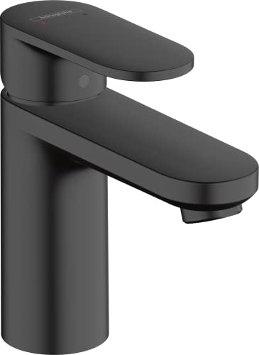 hansgrohe Waschtischarmatur Vernis Blend, Wasserhahn Bad mit Auslauf Höhe 100 mm, mit Zugstange, Badarmatur wassersparend, Mattschwarz