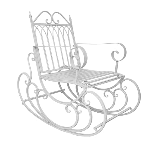 NRNQMTFZ Schaukelstuhl mit Armlehnen,Haltbarer Metallrahmen Lounge Sessel ideal für Garten, Balkon, Park und Terrasse - Massive und belastbare Parkbank(Green)