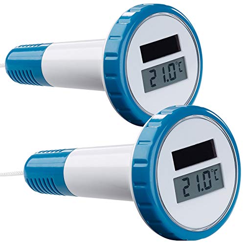 FreeTec Teichthermometer: 2er-Set Digitale Solar-Teich- & Poolthermometer, LCD-Anzeige, IPX7 (Schwimmbadthermometer)