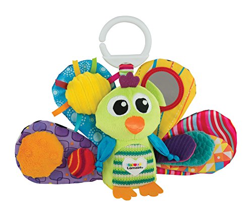 Lamaze LC27013 Baby Spielzeug Jaques, der Pfau Clip & Go, das hochwertige Kleinkindspielzeug. Der quietschbunte Greifling fördert die Motorik und ist das perfekte Kinderwagenspielzeug und Kuscheltier