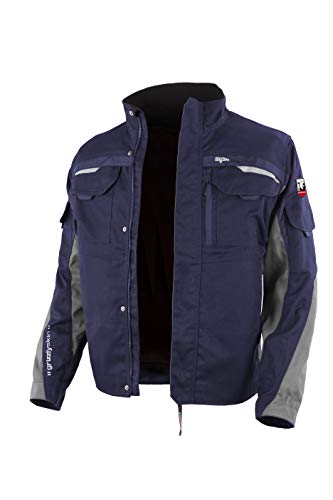 Grizzlyskin Arbeitsjacke Iron - Unisex Workwear für Damen & Herren, Cordura-Schutzjacke mit vielen Taschen, Outdoor Jacke mit Reflexbiesen, Farbe: Marine/Grau, Größe: XXL (58/60)