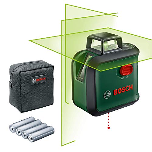 Bosch Kreuzlinienlaser AdvancedLevel 360 (Arbeitsbereich: bis 24 m, selbstnivellierend bis ± 4°, grüner Laser, 4x AA-Batterien, im Karton)