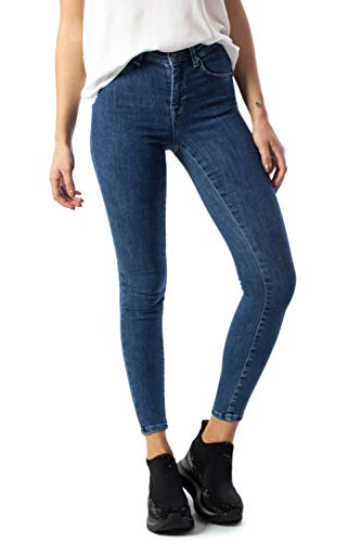 ONLY NOS Damen ONLPOWER MID Push UP SK JEA REA3223 NOOS Skinny Jeans, Blau Dark Blue Denim, 42/L30 (Herstellergröße: XL)