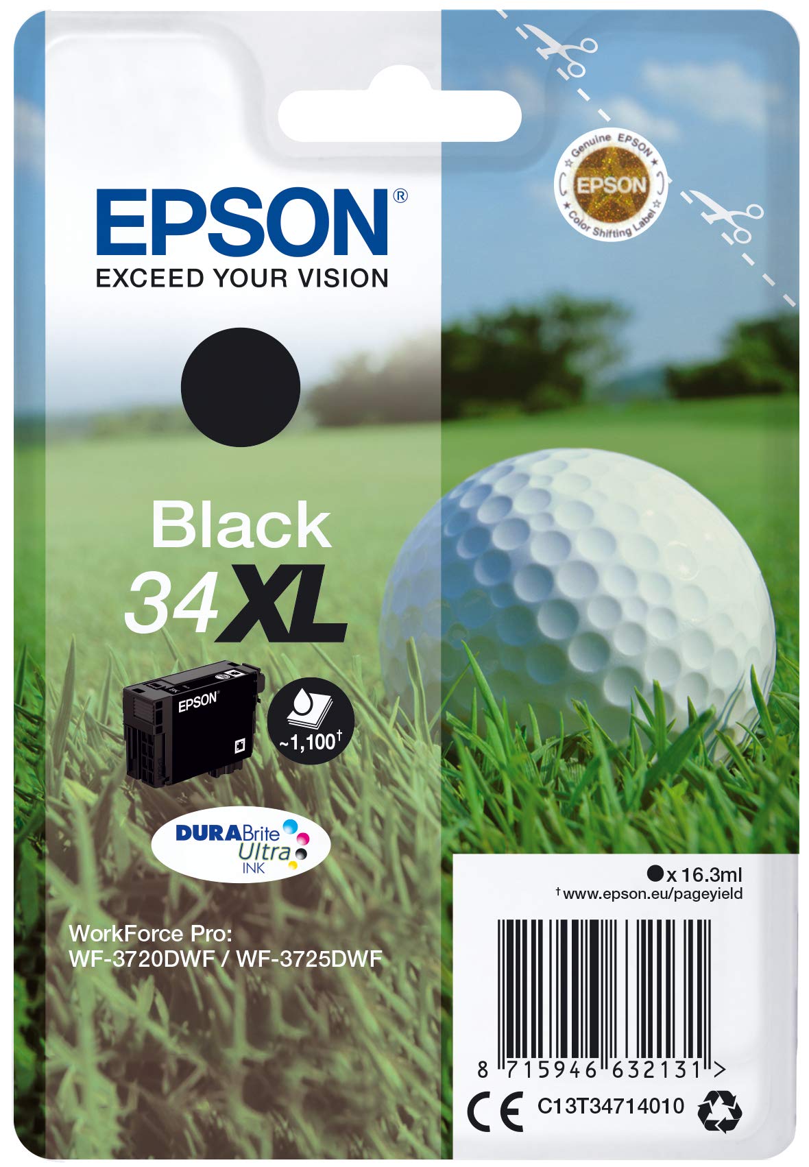 Epson Durabrite Golfball, C13T34714010, Schwarz, 34XL
