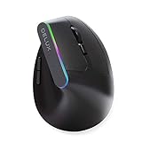 DELUX Vertikale Maus, ergonomische Maus, 2,4G Wireless, 3 DPI-Stufen (1000/1200/1600), 6 Tasten, optische PC-Maus mit RGB-Beleuchtung
