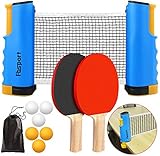 Tischtennisschläger/Schläger,Ausziehbare Tischtennisnetze,6 Ping-Pong Bälle,1*Mesh Bag,tragbar Tischtennissets Spiel Für Anfänger, Familien Und Profis