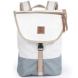 360° Landgang Mini Rucksack weiß, Balken grau, Gurt beige