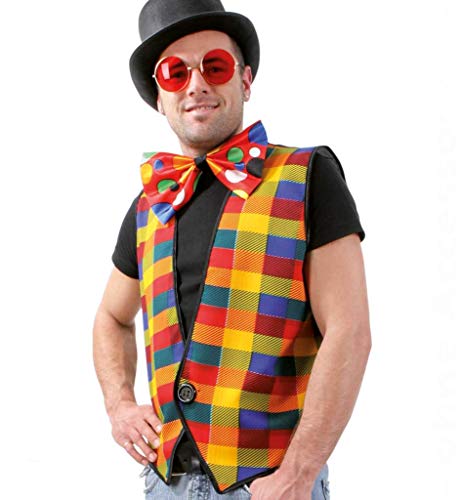 KarnevalsTeufel Kostüm-Set Clown für Erwachsene, Weste, Zylinder, Brille, Schleife, Karneval, Mottoparty (58)