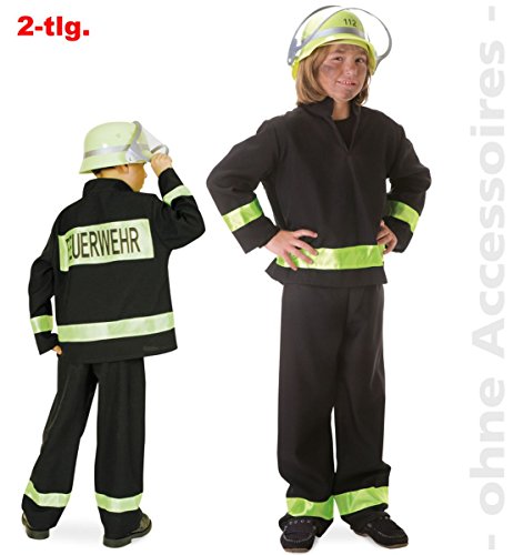 Faschingskostüm Feuerwehrmann schwarz, deutscher Fire Fighter, Kostüm für Karneval, Fasching, Spiel (98) (98)