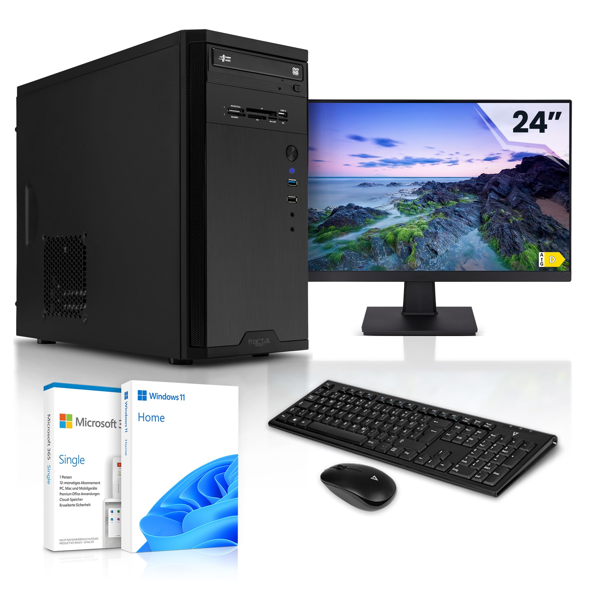 Megaport Komplett Home Office PC Smart Intel Core i7 10700 8x4.80GHz • 24" Monitor • Windows 11 • Intel UHD 630 • 32GB DDR4 • 1TB M.2 SSD • WLAN • Tastatur Maus Set • Multimedia PC