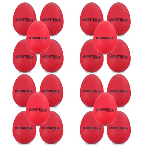 20x Kirstein ES-10R Egg Shaker (Light Version, Schüttelei, Percussion, Rassel, robuste Kunststoff-Hülle, durchsetzungsfähiger Klang) rot