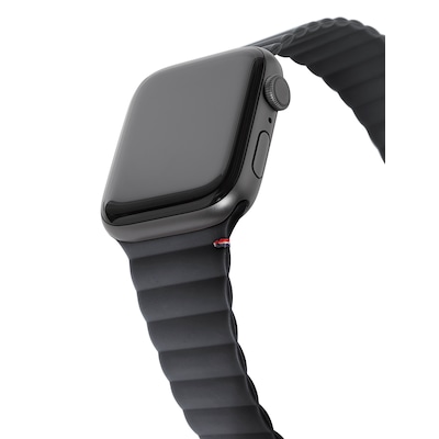 DECODED Silicone Traction Strap | Magnetisches Uhrenarmband für Apple Watch 6 / SE / 5 / 4 (44mm) - 3 / 2 / 1 (42mm) (Charcoal)