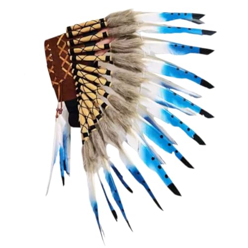 Ethnische amerikanische indische Feder-Stirnbänder, bunte Feder, handgefertigt, indischer Kokoshnik-Kopfschmuck, Haarband, Feder-Kopfschmuck