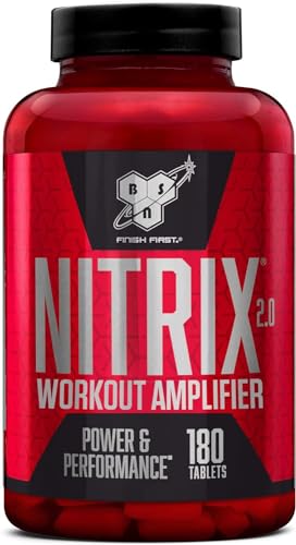 BSN Nitrix 2.0, Nahrungsergänzung mit Kreatin Monohydrat, L-Citrullin, Niacin, Schwarzem Pfeffer und Kräuterextrakt zur Leistungssteigerung, Unflavoured, 60 Portionen, 180 Kapseln