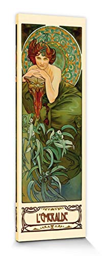 1art1 Alphonse Mucha - Die Edelsteine, Der Smaragd 1900 Poster Leinwandbild Auf Keilrahmen 120 x 40 cm