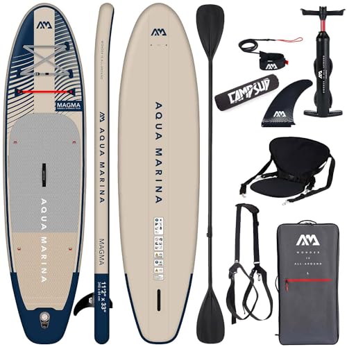 Campsup SUP Aqua Marina Magma 11'2" SUPER Combo Aufblasbares Stand Up Paddle Board | Komplette Packung Surfboard für Einsteiger & Fortgeschrittene mit Kayak Sitz und Doppelpaddel