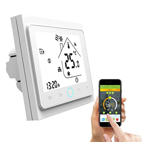 Smart Wifi Thermostat, Temperaturregler Intelligente Klimaanlage, programmierbarer Temperaturregler, mit 2-Röhren-LCD-Bildschirm, Kompatibel mit Alexa Googlehome