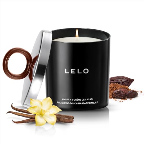 LELO Flickering-Touch-Massagekerze, Schmilzt und Verwandelt Sich in Massageöl, Duftkerze und Körper-Massageöl, Luxuriöse Hautpflege, Duft von Vanille & Kakaocreme