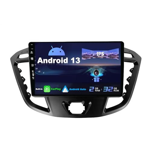 SXAUTO Android 12 IPS Autoradio Passt für Ford Tourneo/Ford Transit Custom (2013-2021) - Eingebaut Carplay/Android Auto - Kamera KOSTENLOS - [2G+32G] - SWC DAB WiFi Fast-Boot BT 4G - 2 Din 9 Zoll