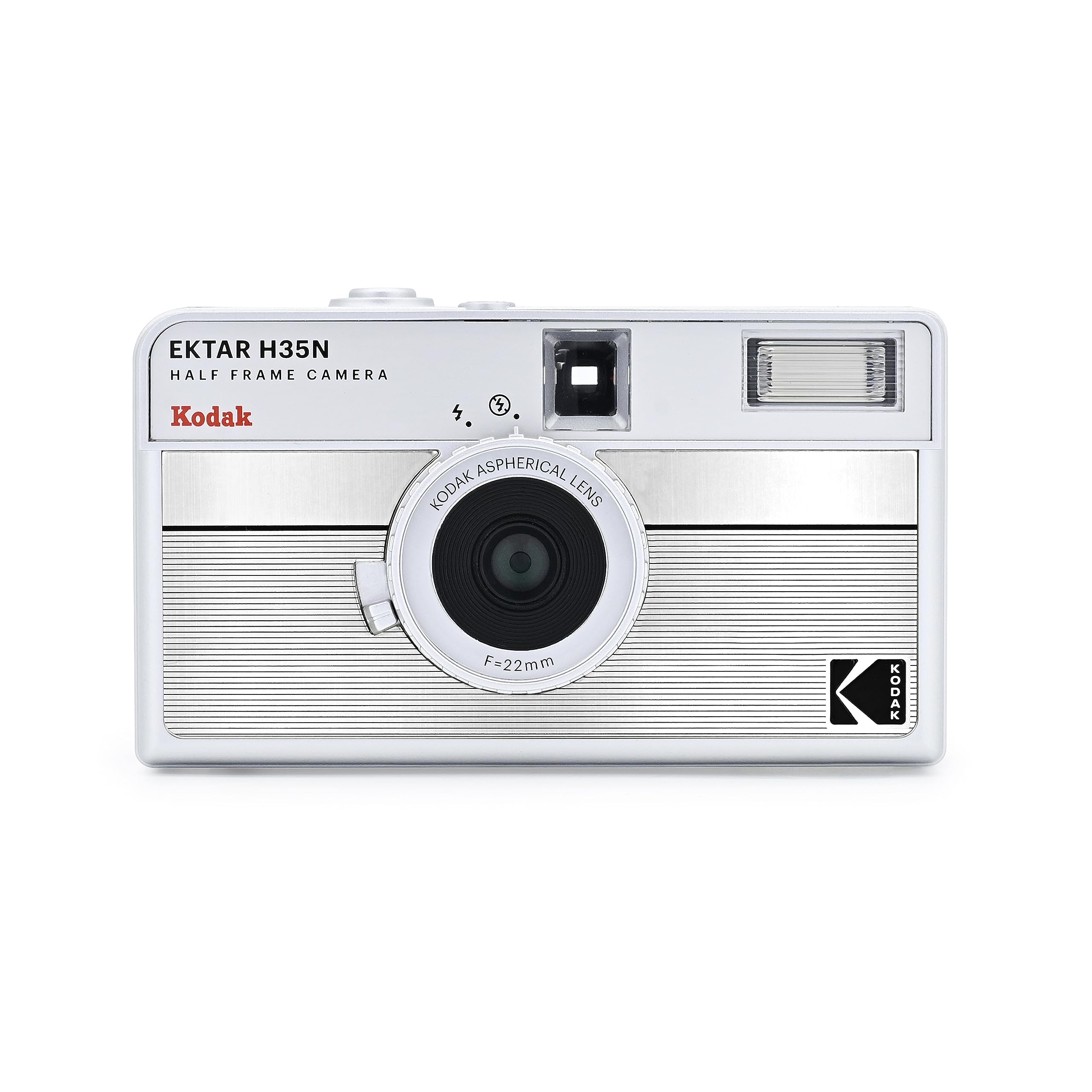 KODAK EKTAR H35N Halbformat-Filmkamera, 35 mm, wiederverwendbar, Bulb-Funktion, Sternfilter, beschichtetes, Objektiv (Film und Batterie sind Nicht im Lieferumfang enthalten) (Gestreiftes Silber)