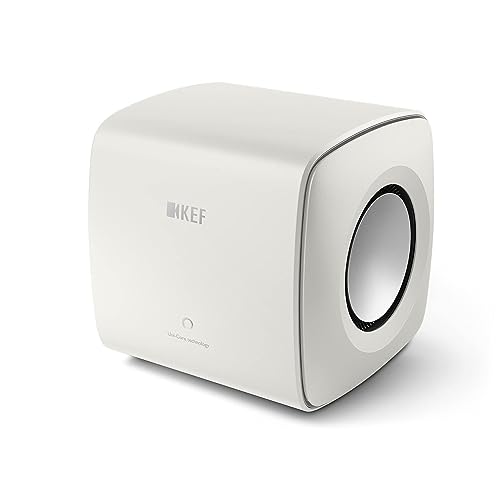 KEF KC62 Uni-Core Force-Cancelling Kompakter Subwoofer, Mineralweiß (1000 W)