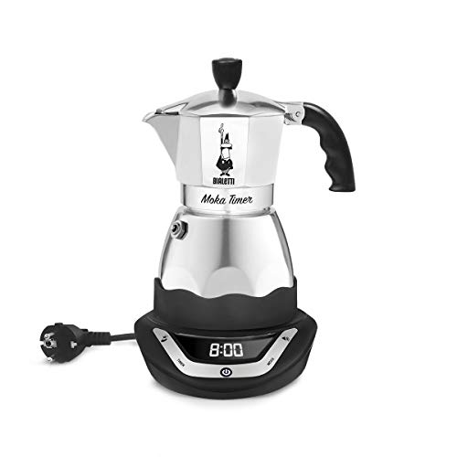 Bialetti 6093 Moka Timer - Elektrischer Aluminium-Espressokocher, kabellos, silber