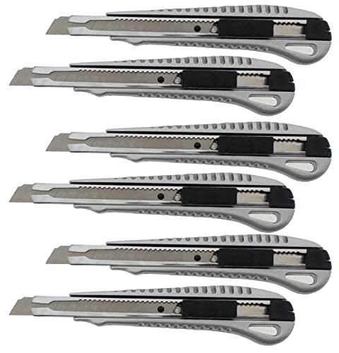 6 x Profi-Cuttermesser in verschiedenen Ausführungen - Cuttermesser Teppichmesser (6 x Aluminium 9 mm)