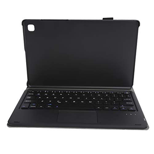 Bluetooth-Tastatur mit Abdeckung, Ultradünne Abnehmbare Kabellose Tastatur mit Touchpad + Ledertaschenhalter für Samsung Galaxy Tab A7 T500 / T505 Tablet.(schwarz)