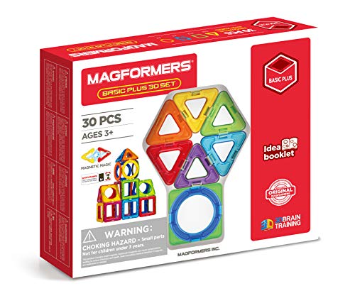 Unbekannt Magformers 715015 Basic 30 Magnetic Construction Set with Circle Pieces Basisset Plus, 30dlg, Blue, Red, Orange, Green, Purple