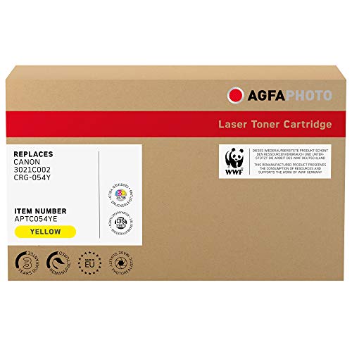 AgfaPhoto Laser Toner ersetzt Canon 3021C002; CRG-054Y, 1300 Seiten, gelb (für die Verwendung in Canon Color imageCLASS LBP-622 Cdw)