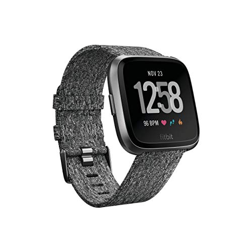 Fitbit Versa Special Edition, Gesundheits & Fitness Smartwatch mit Herzfrequenzmessung, 4+ Tage Akkulaufzeit & Wasserabweisend bis 50 m Tiefe, Holzkohle