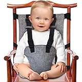 Deuson Hochstuhlgabelesssitz für Reisestoff Baby Sicherheitsgurt Stuhl tragbarer Babysitz Sack mit Geschirr mit verstellbaren Gurten Babyreisen für Kinderbabys Essen füttern