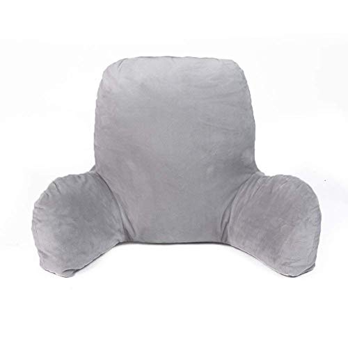 Feierna Lordosenstütze / Rückenkissen mit Armlehnen, T-förmiges Baumwoll-Kissen für Couch, Sofas, Lounge oder Ruhesessel, mit Reißverschluss, abnehmbarer, waschbarer Bezug grau