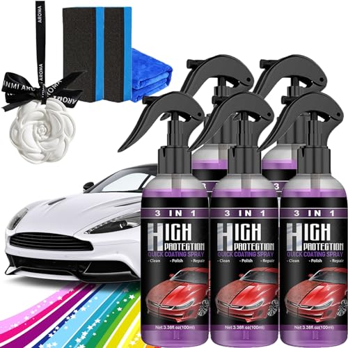 Donubiiu High Protection 3in1 Spray,3 In 1 High Protection Spray,High Protection Car Spray,Auto Beschichtungsspray,3 In 1 Neues Verbessertes Schnelles Autobeschichtungsspray,Car Coating Spray (5PCS)
