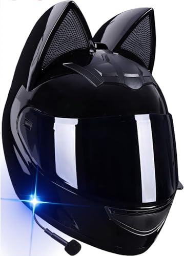 Full Face Motorradhelm mit Bluetooth-Helm für Mädchen und Frauen, DOT/ECE-zertifizierter Integralhelm für Vierjahreszeiten-Klapphelme mit Visier für Straßenradrennen, Motocross, ATV 1,L=59-60cm