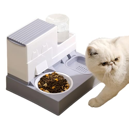 2-in-1 Katzenfutter- und Wassernapf-Set, automatische Haustier-Tränkenäpfe, automatischer Katzen-Futterspender, automatische Hunde-Katzen-Futterspender für kleine Hunde, Welpen, Katzen, Kätzchen