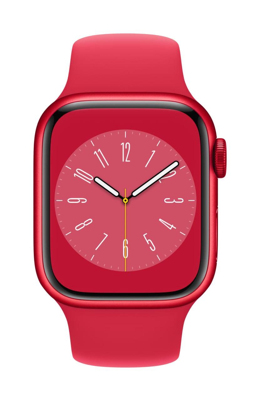 Apple Watch Series 8 (GPS) 45mm Aluminiumgehäuse rot, Sportband rot