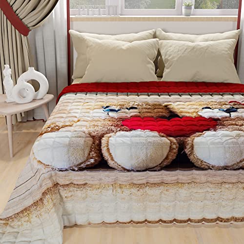 PETTI Artigiani Italiani - Tagesdecke für Doppelbett, Tagesdecke, Tagesdecke, doppelseitig, einfarbig, Digitaldruck, 100% hergestellt in Italien